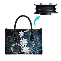 Cook Islands Maori Language Week Leather Bag Tiare Maori Kuki Airani Blue Pattern