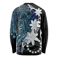 Cook Islands Maori Language Week Long Sleeve Shirt Tiare Maori Kuki Airani Blue Pattern
