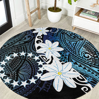Cook Islands Maori Language Week Round Carpet Tiare Maori Kuki Airani Blue Pattern