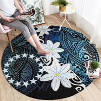 Cook Islands Maori Language Week Round Carpet Tiare Maori Kuki Airani Blue Pattern
