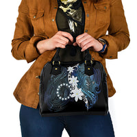 Cook Islands Maori Language Week Shoulder Handbag Tiare Maori Kuki Airani Blue Pattern