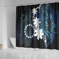 Cook Islands Maori Language Week Shower Curtain Tiare Maori Kuki Airani Blue Pattern