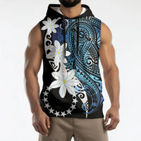 Cook Islands Maori Language Week Sleeveless Hoodie Tiare Maori Kuki Airani Blue Pattern