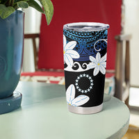 Cook Islands Maori Language Week Tumbler Cup Tiare Maori Kuki Airani Blue Pattern