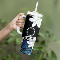 Cook Islands Maori Language Week Tumbler With Handle Tiare Maori Kuki Airani Blue Pattern