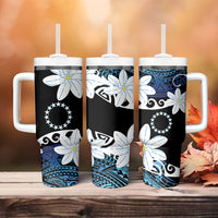 Cook Islands Maori Language Week Tumbler With Handle Tiare Maori Kuki Airani Blue Pattern