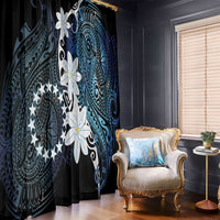 Cook Islands Maori Language Week Window Curtain Tiare Maori Kuki Airani Blue Pattern