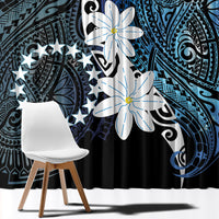 Cook Islands Maori Language Week Window Curtain Tiare Maori Kuki Airani Blue Pattern