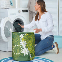 Cook Islands Maori Language Week Laundry Basket Tiare Maori Kuki Airani Green Pattern