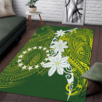 Cook Islands Maori Language Week Area Rug Tiare Maori Kuki Airani Green Pattern