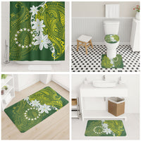 Cook Islands Maori Language Week Bathroom Set Tiare Maori Kuki Airani Green Pattern