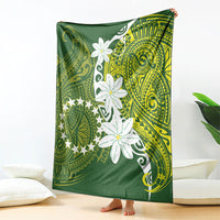 Cook Islands Maori Language Week Blanket Tiare Maori Kuki Airani Green Pattern