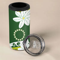 Cook Islands Maori Language Week 4 in 1 Can Cooler Tumbler Tiare Maori Kuki Airani Green Pattern