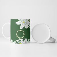 Cook Islands Maori Language Week Ceramic Mug Tiare Maori Kuki Airani Green Pattern