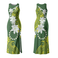 Cook Islands Maori Language Week Family Matching Tank Maxi Dress and Hawaiian Shirt Tiare Maori Kuki Airani Green Pattern