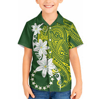 Cook Islands Maori Language Week Hawaiian Shirt Tiare Maori Kuki Airani Green Pattern