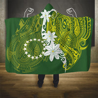 Cook Islands Maori Language Week Hooded Blanket Tiare Maori Kuki Airani Green Pattern