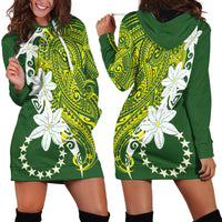 Cook Islands Maori Language Week Hoodie Dress Tiare Maori Kuki Airani Green Pattern