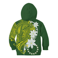 Cook Islands Maori Language Week Kid Hoodie Tiare Maori Kuki Airani Green Pattern