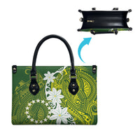Cook Islands Maori Language Week Leather Bag Tiare Maori Kuki Airani Green Pattern