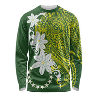 Cook Islands Maori Language Week Long Sleeve Shirt Tiare Maori Kuki Airani Green Pattern