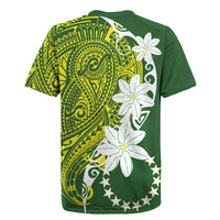 Cook Islands Maori Language Week Rugby Jersey Tiare Maori Kuki Airani Green Pattern