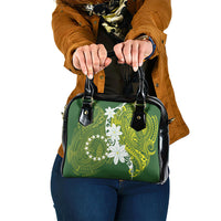 Cook Islands Maori Language Week Shoulder Handbag Tiare Maori Kuki Airani Green Pattern