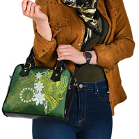 Cook Islands Maori Language Week Shoulder Handbag Tiare Maori Kuki Airani Green Pattern