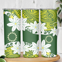 Cook Islands Maori Language Week Skinny Tumbler Tiare Maori Kuki Airani Green Pattern