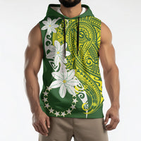 Cook Islands Maori Language Week Sleeveless Hoodie Tiare Maori Kuki Airani Green Pattern