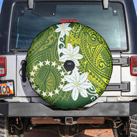 Cook Islands Maori Language Week Spare Tire Cover Tiare Maori Kuki Airani Green Pattern