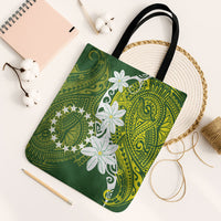 Cook Islands Maori Language Week Tote Bag Tiare Maori Kuki Airani Green Pattern
