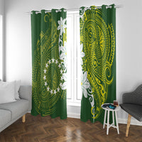Cook Islands Maori Language Week Window Curtain Tiare Maori Kuki Airani Green Pattern