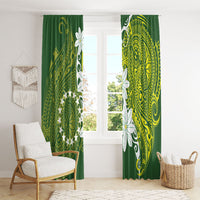 Cook Islands Maori Language Week Window Curtain Tiare Maori Kuki Airani Green Pattern