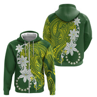 Cook Islands Maori Language Week Zip Hoodie Tiare Maori Kuki Airani Green Pattern
