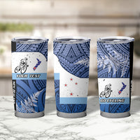 Personalised Cycling New Zealand Tumbler Cup Aotearoa Map Fern Maori Pattern