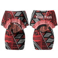 Personalised Tonga Language Week Couples Matching Off Shoulder Short Dress and Long Sleeve Button Shirt Heilala Turtle Malo E Lelei