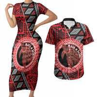 Personalised Tonga Language Week Couples Matching Short Sleeve Bodycon Dress and Hawaiian Shirt Heilala Turtle Malo E Lelei