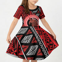 Personalised Tonga Language Week Kid Short Sleeve Dress Heilala Turtle Malo E Lelei