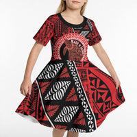 Personalised Tonga Language Week Kid Short Sleeve Dress Heilala Turtle Malo E Lelei
