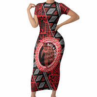 Personalised Tonga Language Week Short Sleeve Bodycon Dress Heilala Turtle Malo E Lelei