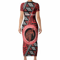 Personalised Tonga Language Week Short Sleeve Bodycon Dress Heilala Turtle Malo E Lelei