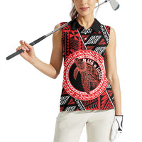 Personalised Tonga Language Week Women Sleeveless Polo Shirt Heilala Turtle Malo E Lelei