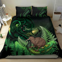 Kiwi New Zealand Personalised Bedding Set Aotearoa Map Silver Fern Koru Pattern