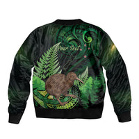 Kiwi New Zealand Personalised Bomber Jacket Aotearoa Map Silver Fern Koru Pattern LT22 - Polynesian Pride