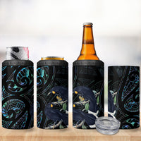New Zealand Huia Bird 4 in 1 Can Cooler Tumbler Paua Shell Maori Pattern