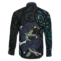 New Zealand Huia Bird Family Matching Mermaid Dress and Hawaiian Shirt Paua Shell Maori Pattern LT22 Son's Shirt Black - Polynesian Pride