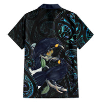 New Zealand Huia Bird Family Matching Short Sleeve Bodycon Dress and Hawaiian Shirt Paua Shell Maori Pattern LT22 Dad's Shirt - Long Sleeve Black - Polynesian Pride