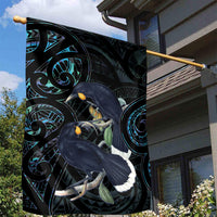 New Zealand Huia Bird Garden Flag Paua Shell Maori Pattern