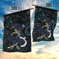 New Zealand Huia Bird Garden Flag Paua Shell Maori Pattern